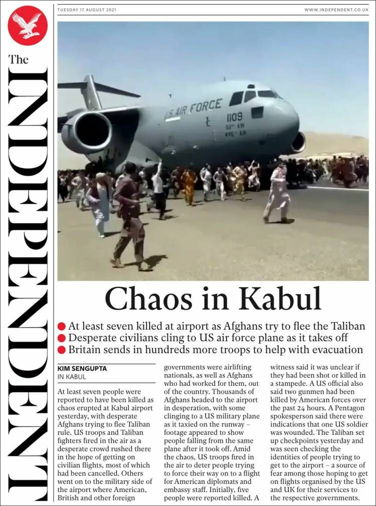 Portada de The Independent (Reino Unido)