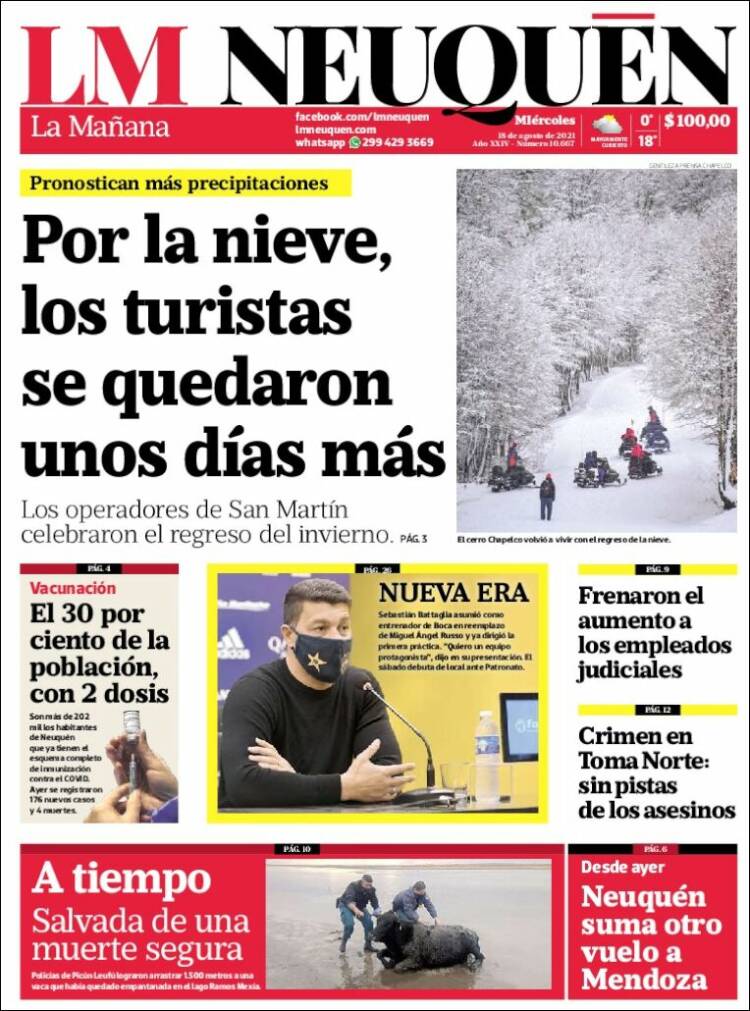 Portada de La Mañanade Neuquén (Argentina)