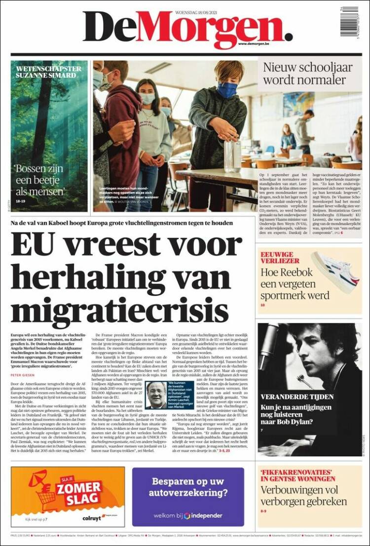 Portada de De Morgen (B&eacute;lgica)
