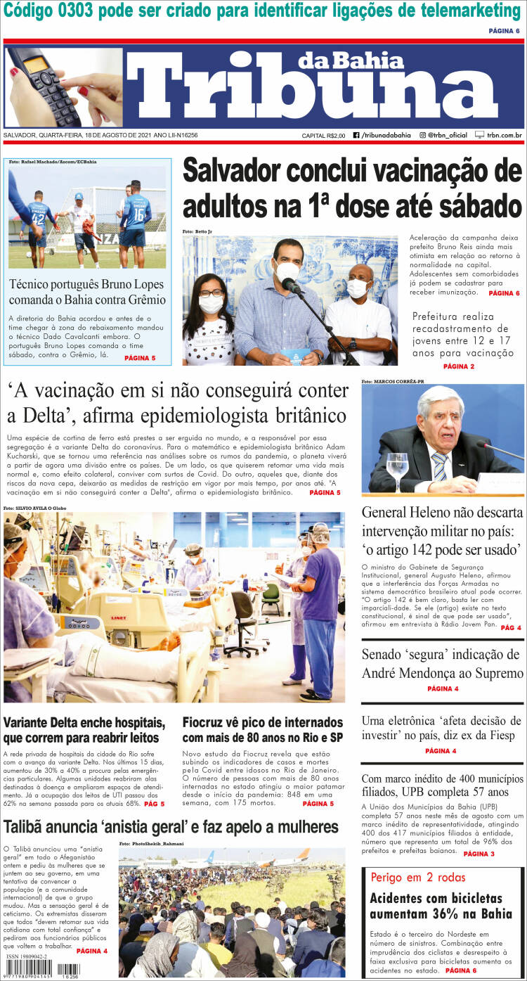 Portada de Tribuna da Bahia (Brasil)