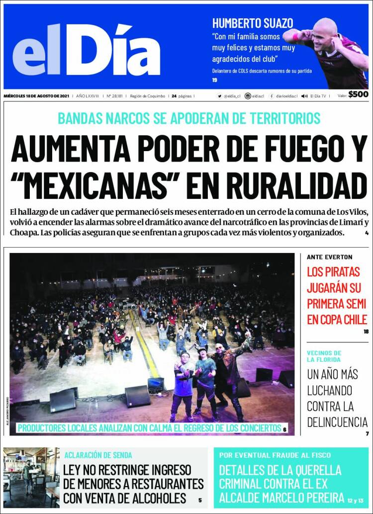 Portada de El Día (Chile)