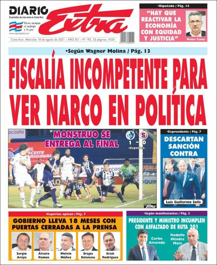 Portada de Diario Extra (Costa Rica)