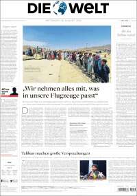 Portada de Die Welt (Alemania)