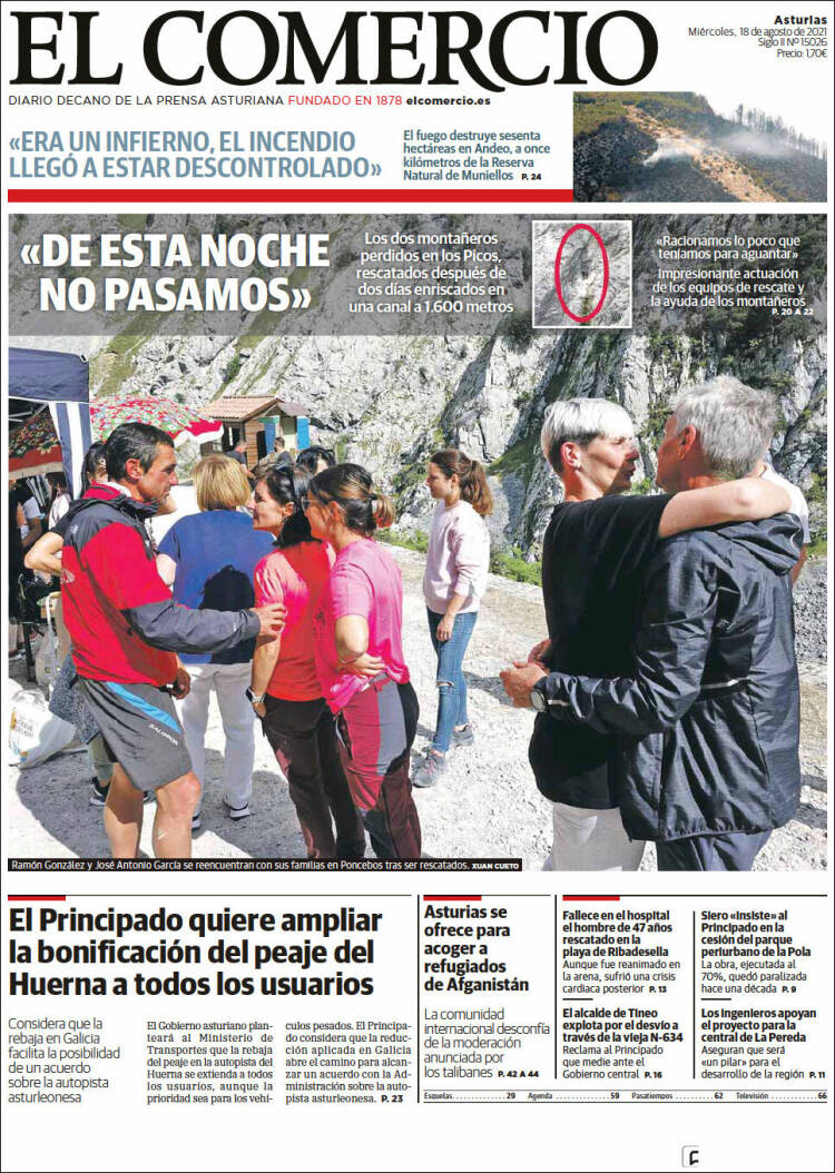 Portada de El Comercio (Espa&ntilde;a)