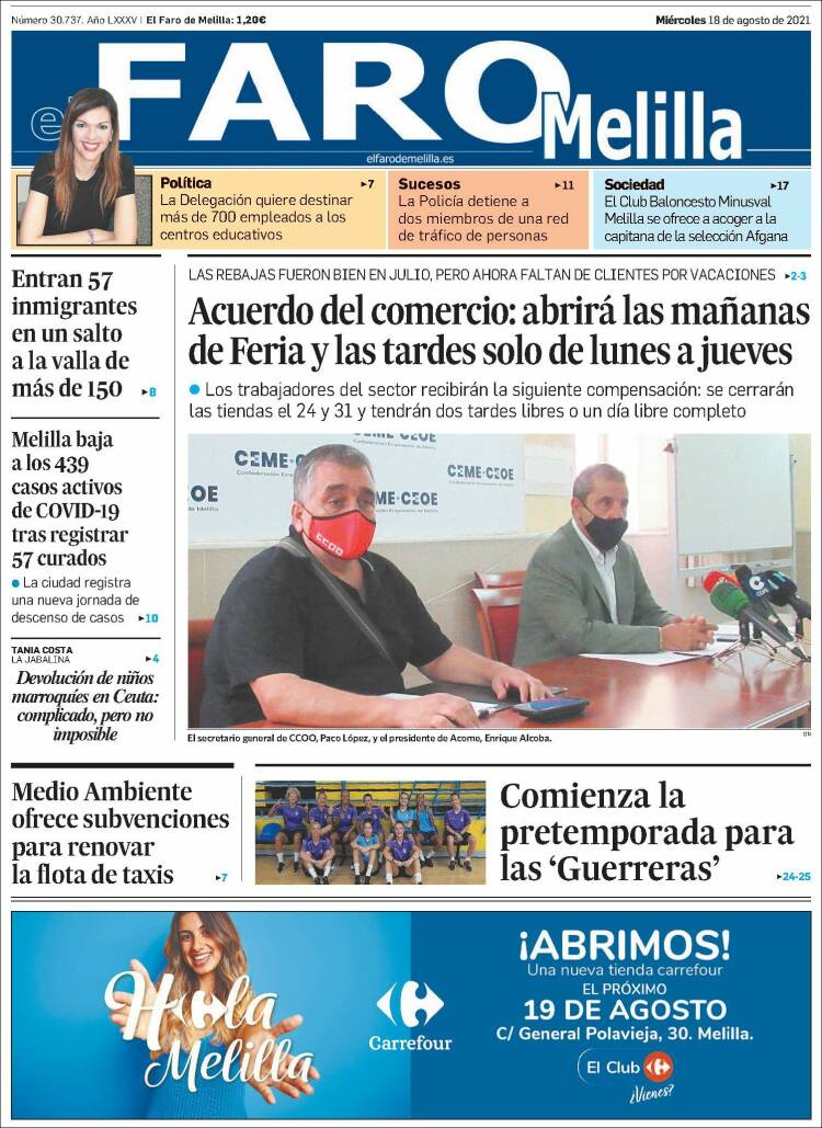 Portada de El Faro de Melilla (Espa&ntilde;a)