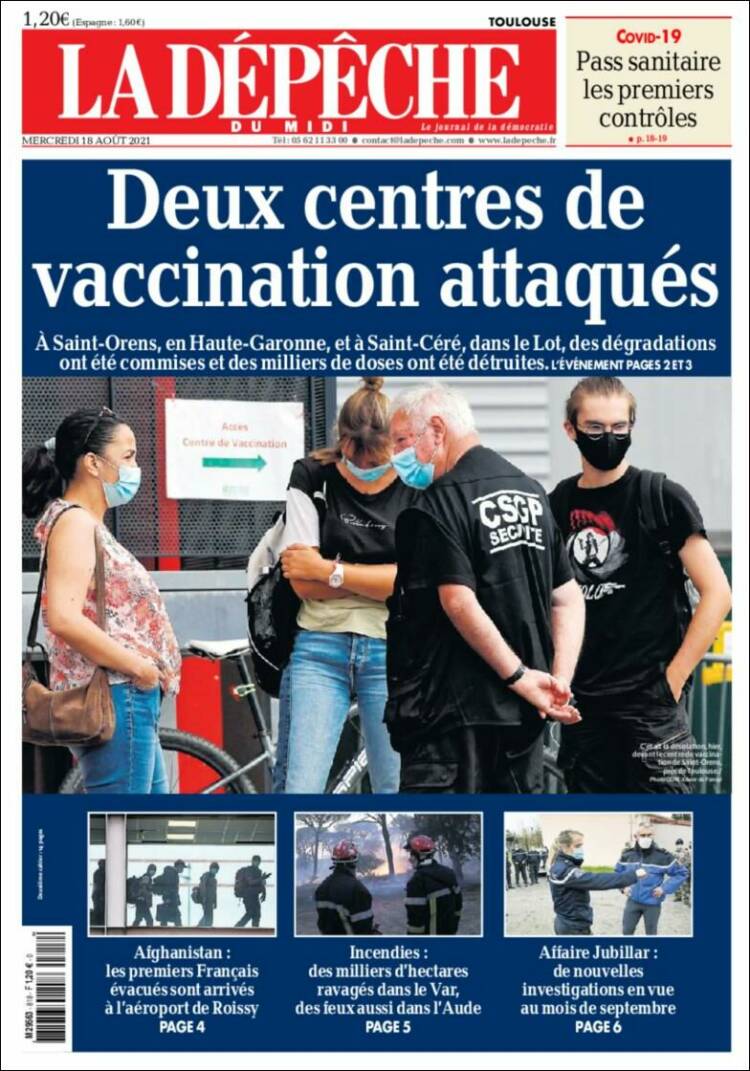 Portada de La Dépêche du Midi (Francia)
