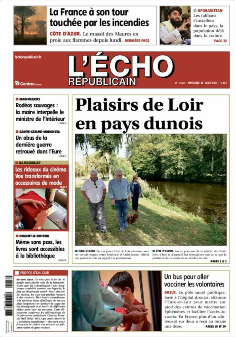 Portada de L'Echo Républicain (Francia)
