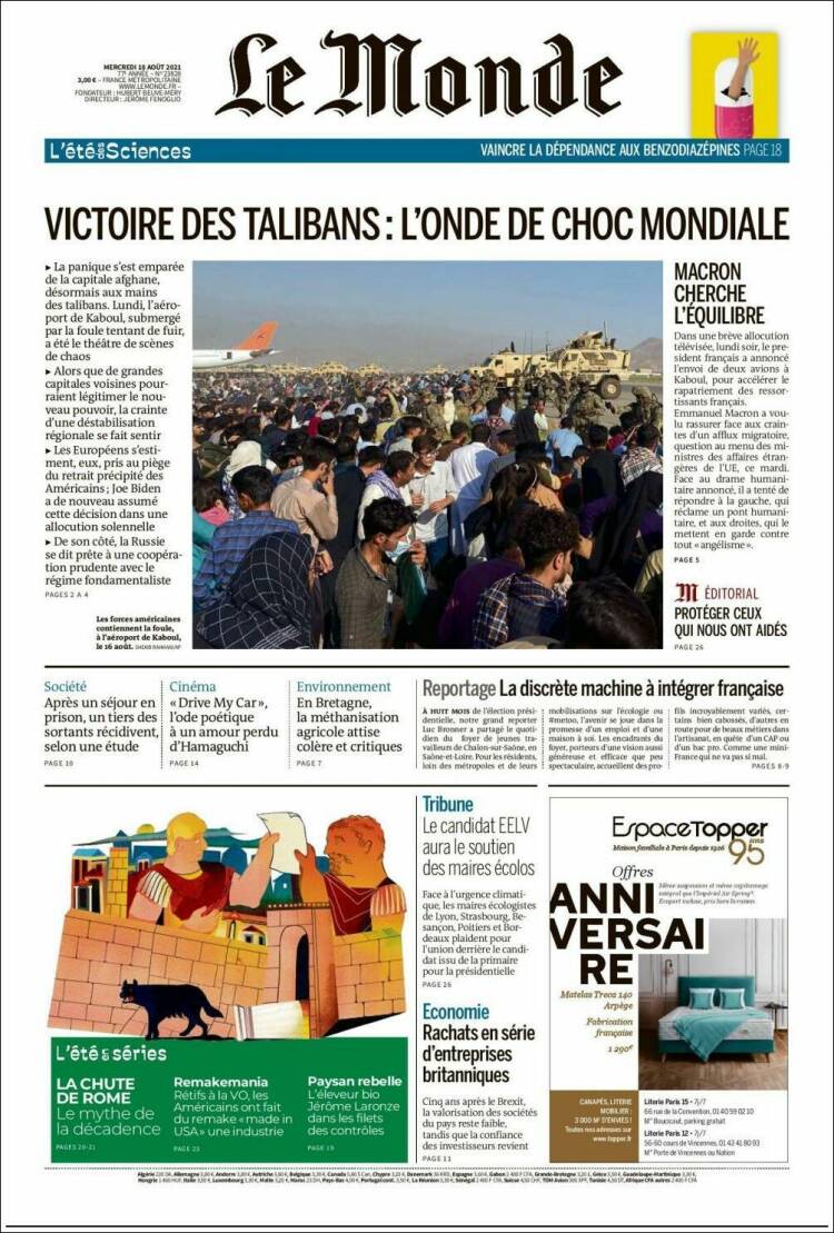 Portada de Le Monde (Francia)