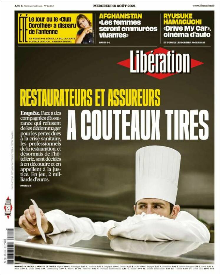 Portada de Libération (Francia)