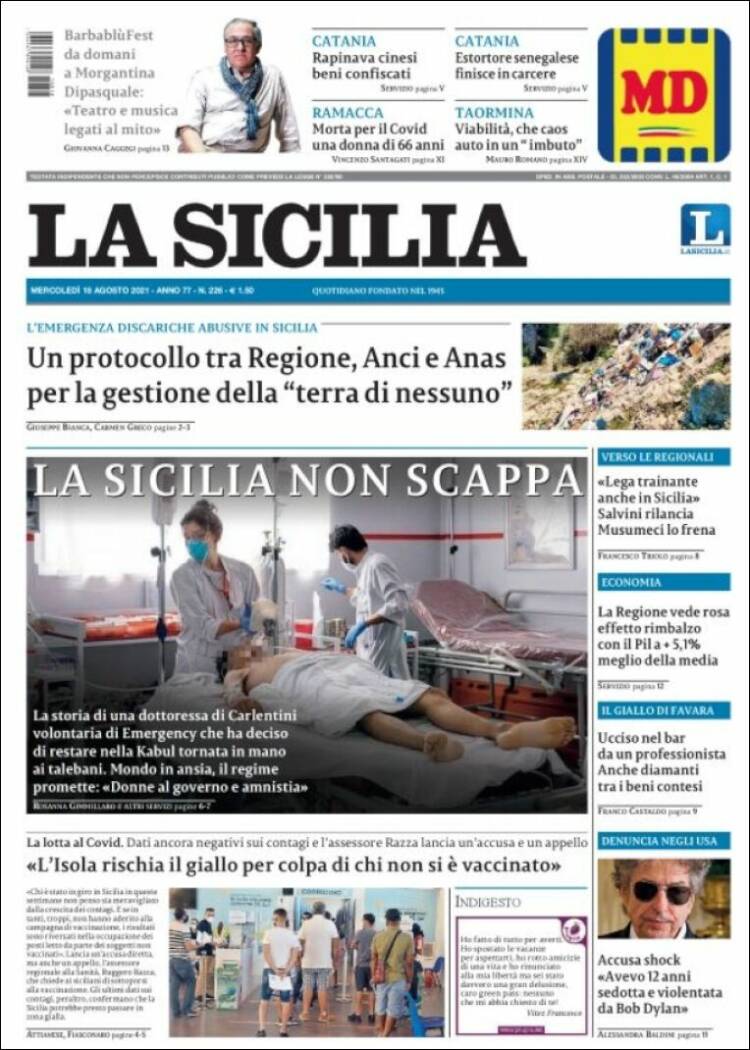 Portada de La Sicilia (Italia)
