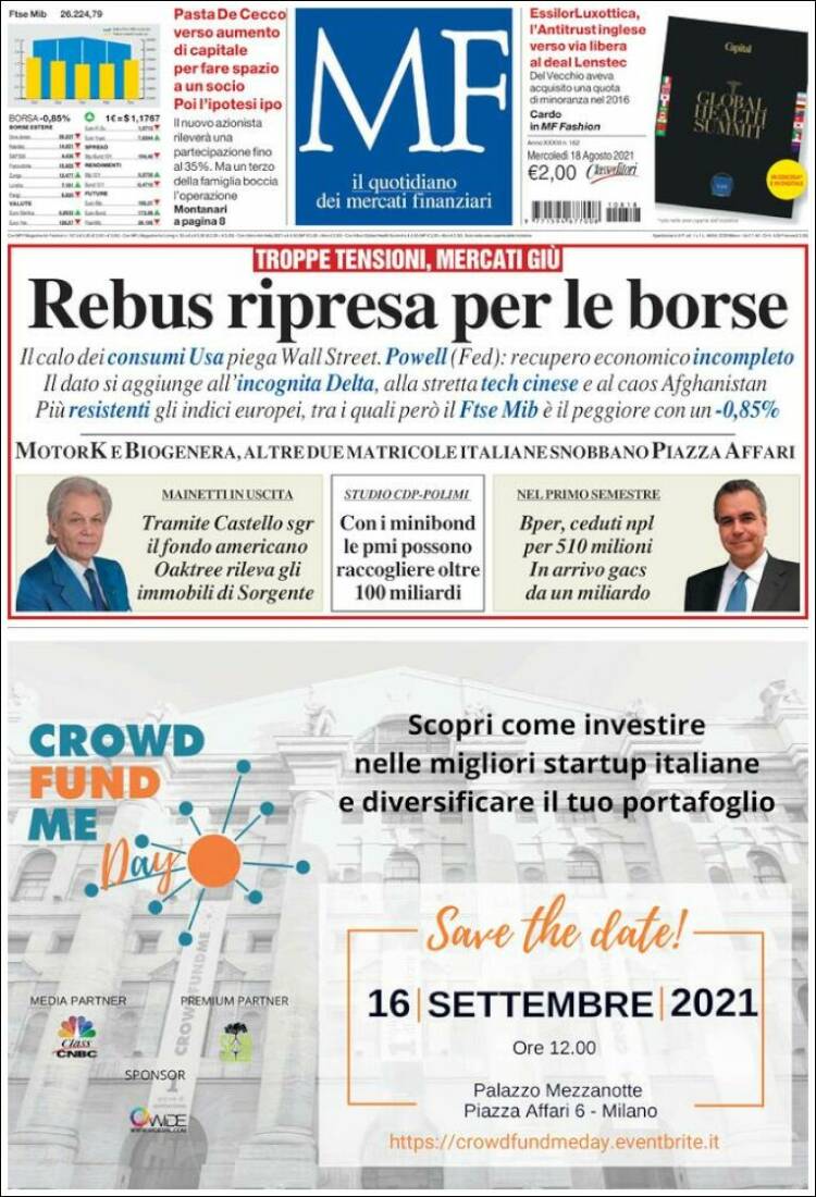 Portada de Milano Finanza (Italia)