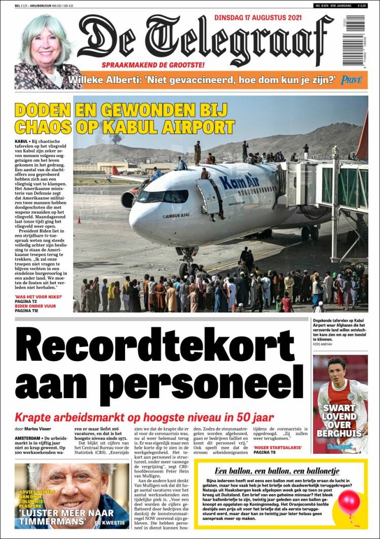 Portada de De Telegraaf (Pa&iacute;ses Bajos)