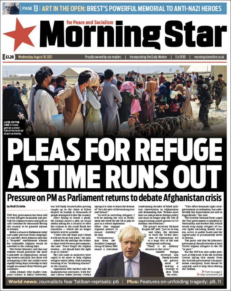 Portada de Morning Star (Reino Unido)