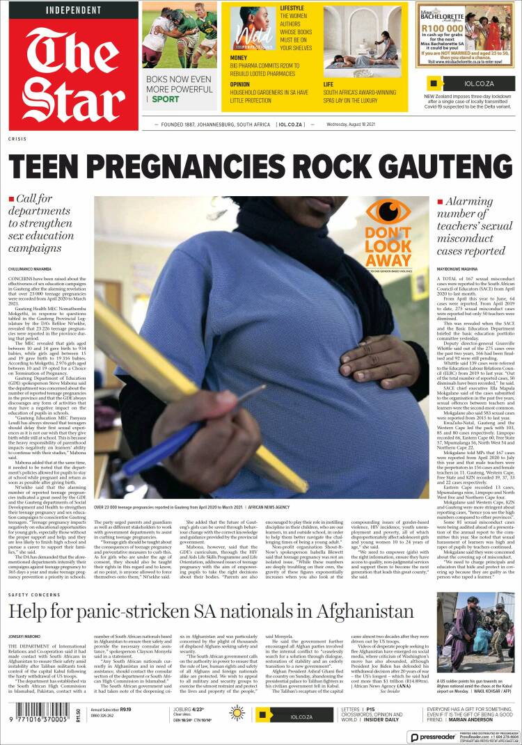 Portada de The Star (Sud&aacute;frica)