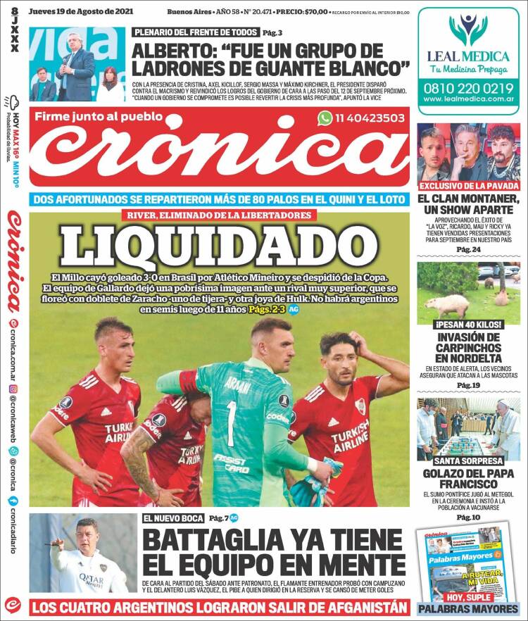 Portada de Crónica (Argentina)