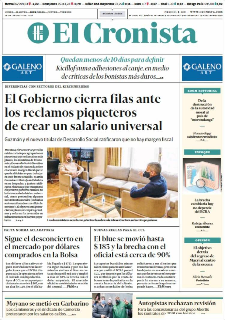 Portada de El Cronista Comercial (Argentina)