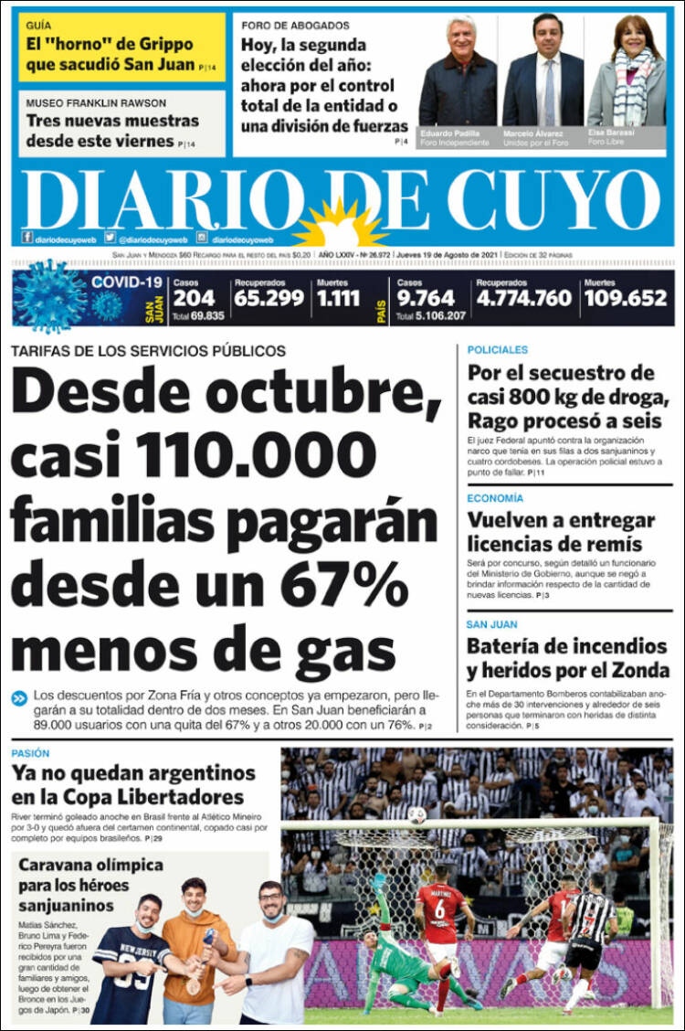 Portada de Diario de Cuyo (Argentina)