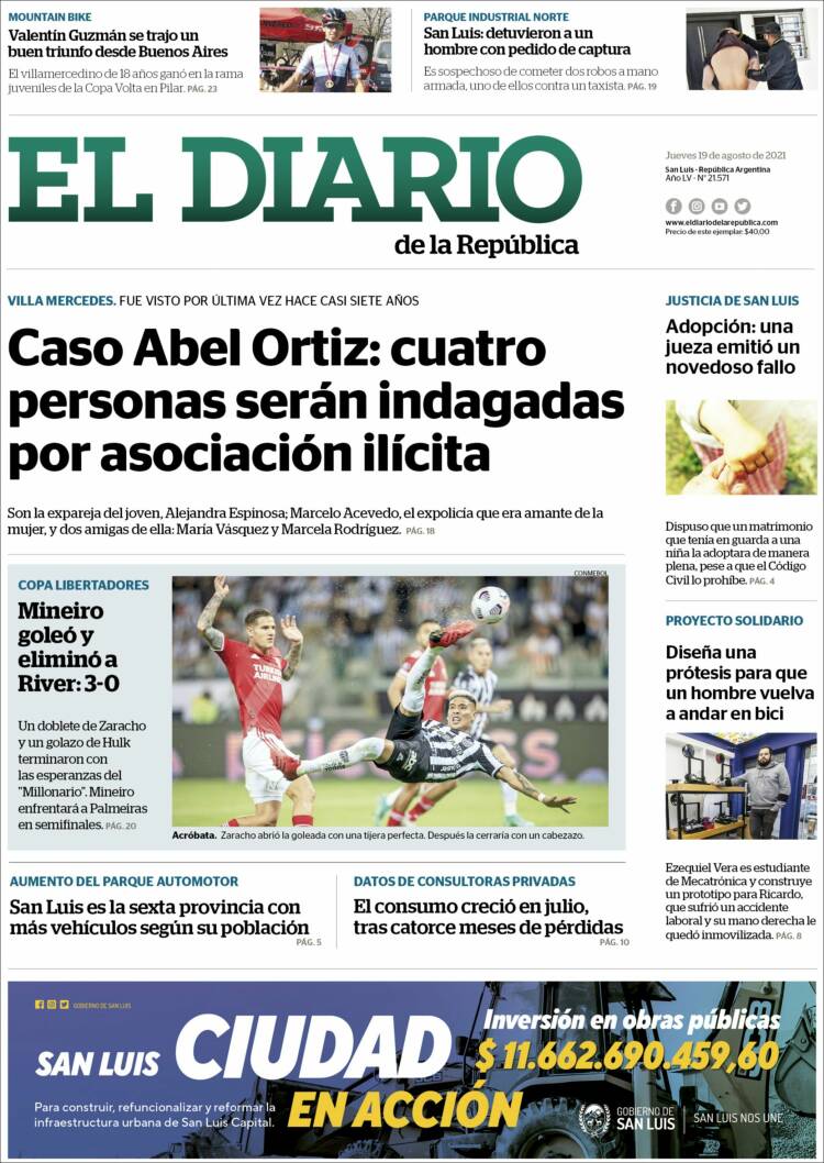 Portada de Diario de la República (Argentina)