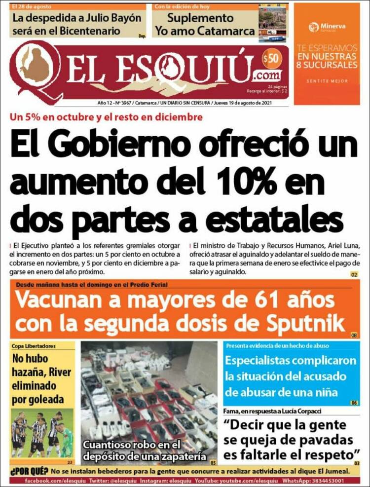 Portada de El Esquiu (Argentina)