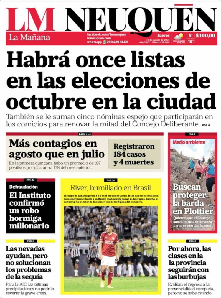 Portada de La Mañanade Neuquén (Argentina)