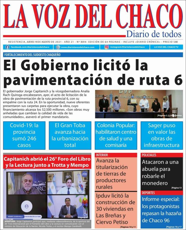 Portada de La Voz del Chaco (Argentina)