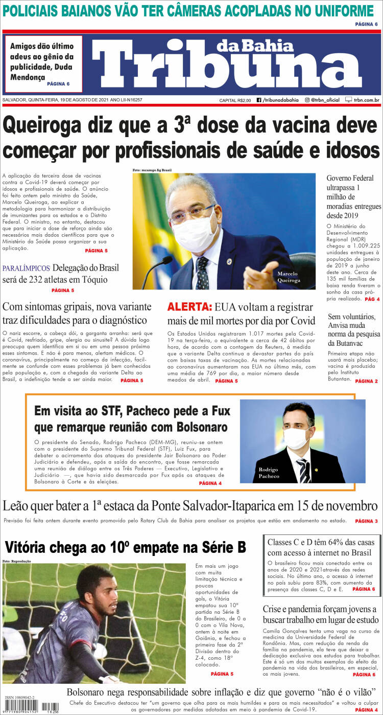 Portada de Tribuna da Bahia (Brasil)