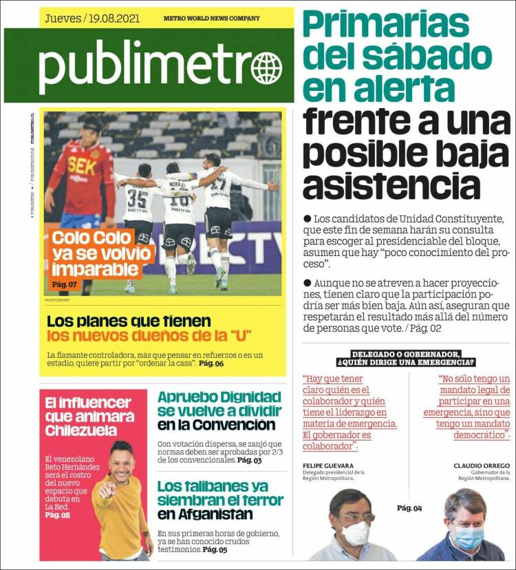 Portada de Publimetro (Chile)