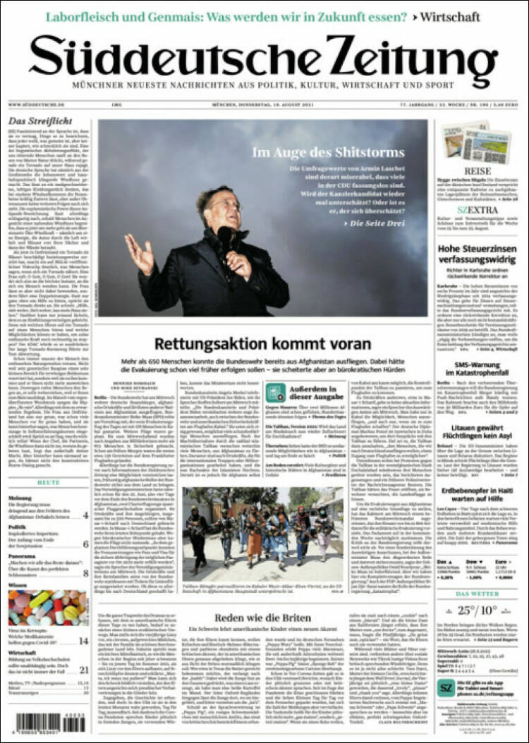 Portada de Sueddeutsche (Alemania)