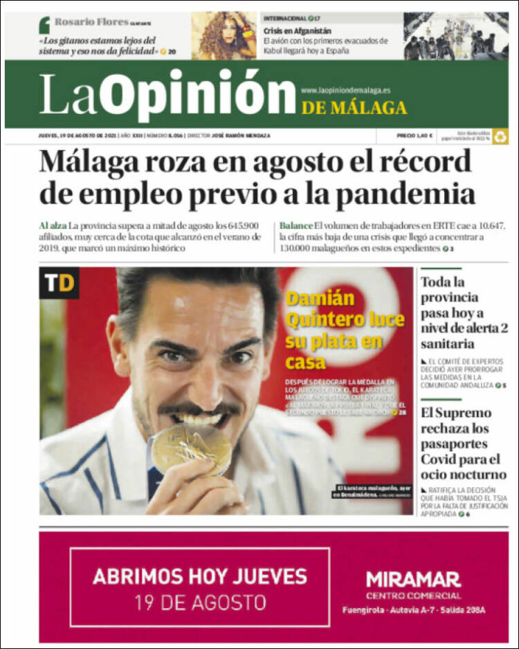 Portada de La Opinión de Málaga (Espa&ntilde;a)