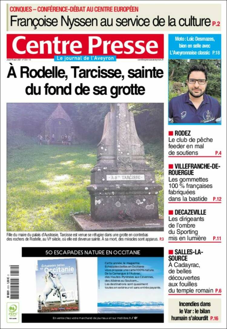 Portada de Centre Presse (Francia)