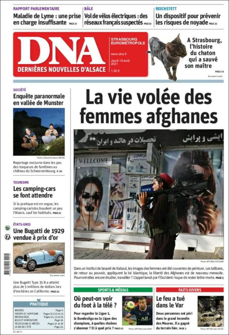 Portada de Les Dernières Nouvelles d'Alsace (Francia)