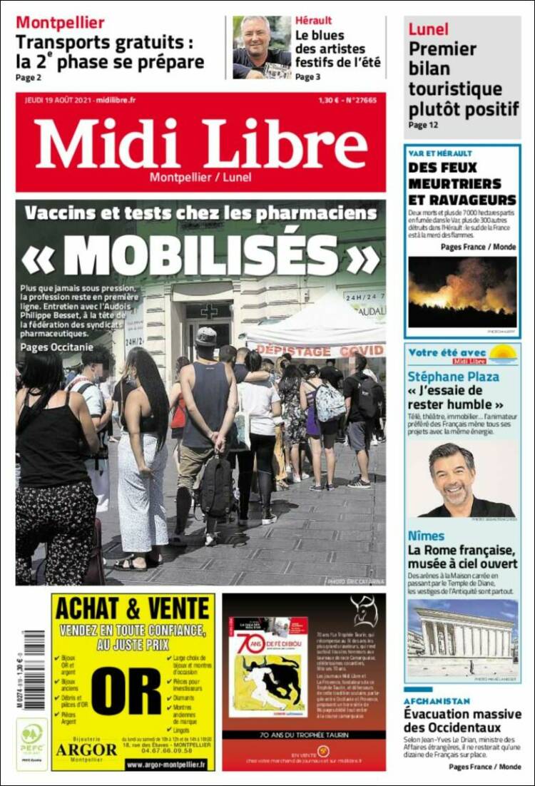 Portada de Midi Libre (Francia)