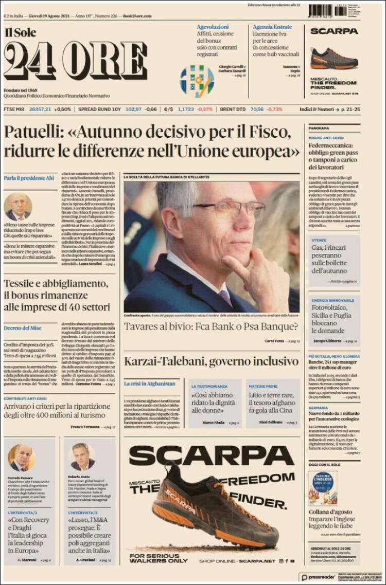 Portada de Il Sole 24 ORE (Italia)
