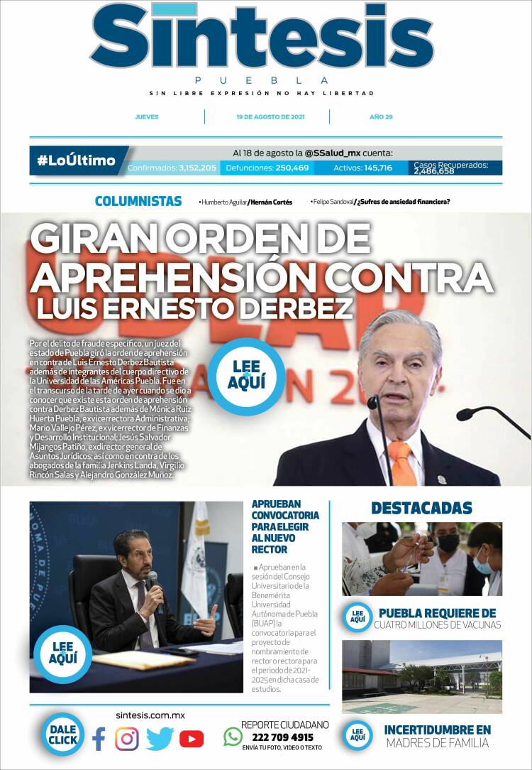 Portada de Síntesis - Puebla (M&eacute;xico)