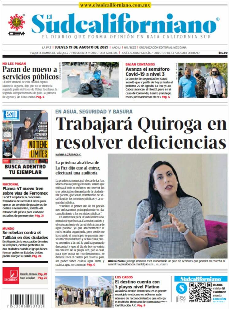 Portada de El Sudcaliforniano (M&eacute;xico)