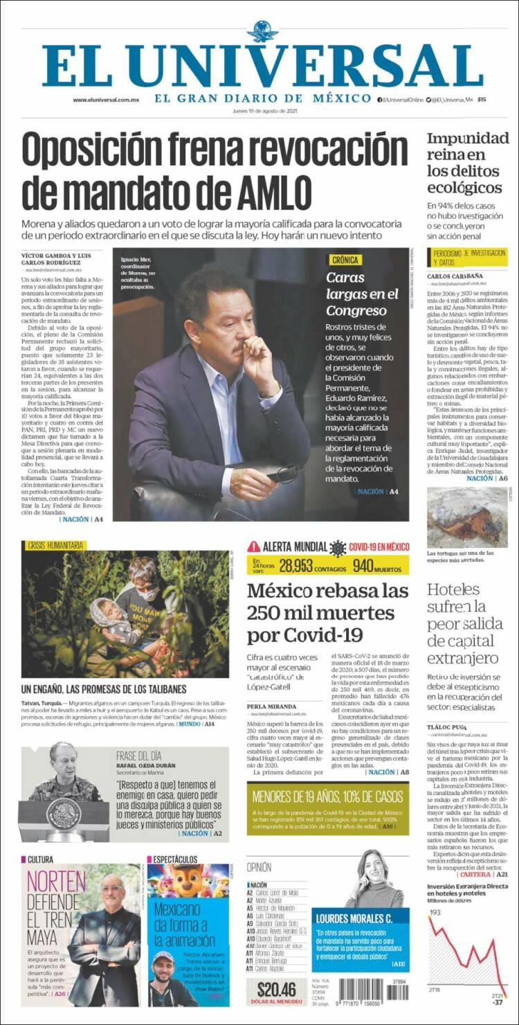 Periódico El Universal (México). Periódicos De México. Toda La Prensa ...