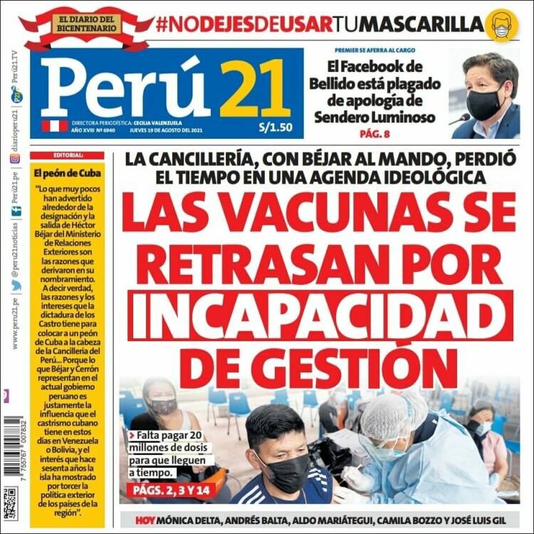 Portada de Perú 21 (Per&uacute;)