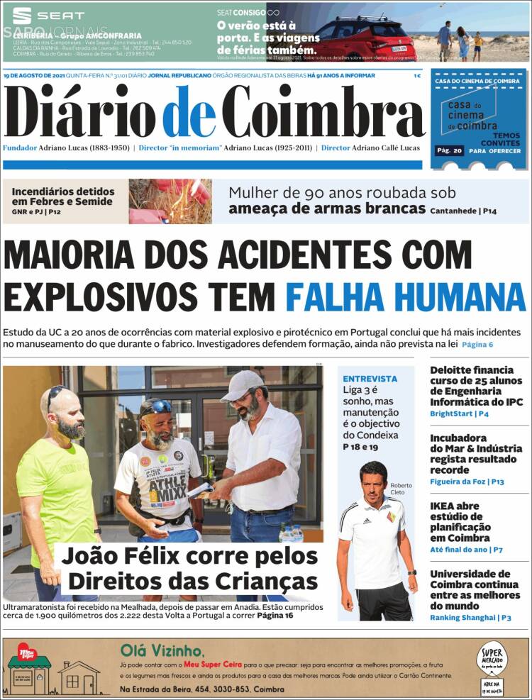 Portada de Diário de Coimbra (Portugal)