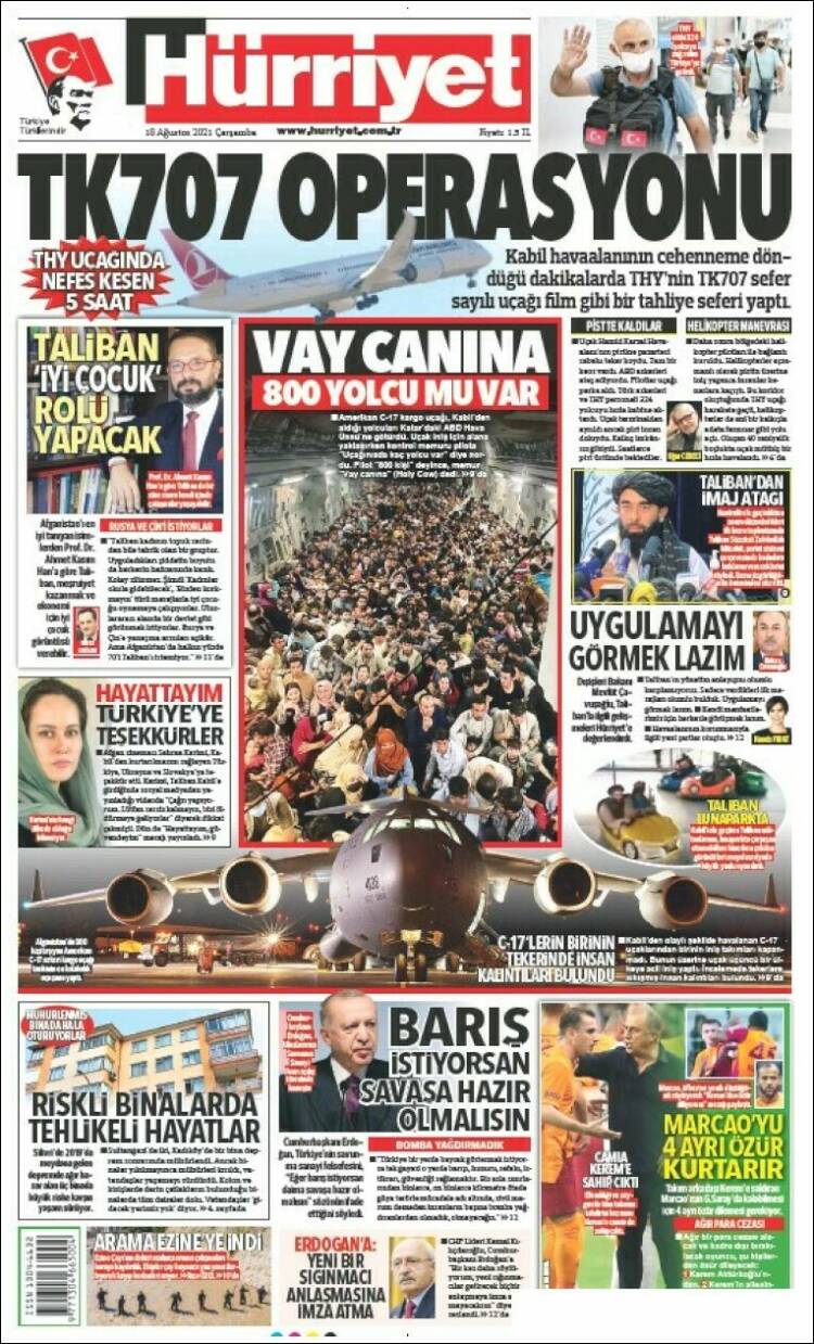 Portada de Hürriyet (Turqu&iacute;a)