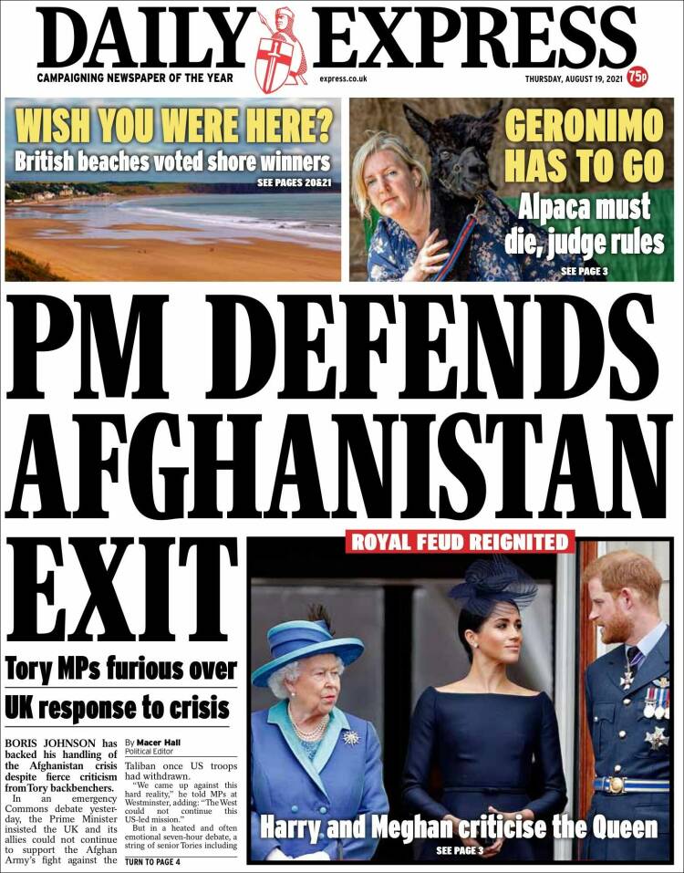 Portada de Daily Express (Reino Unido)