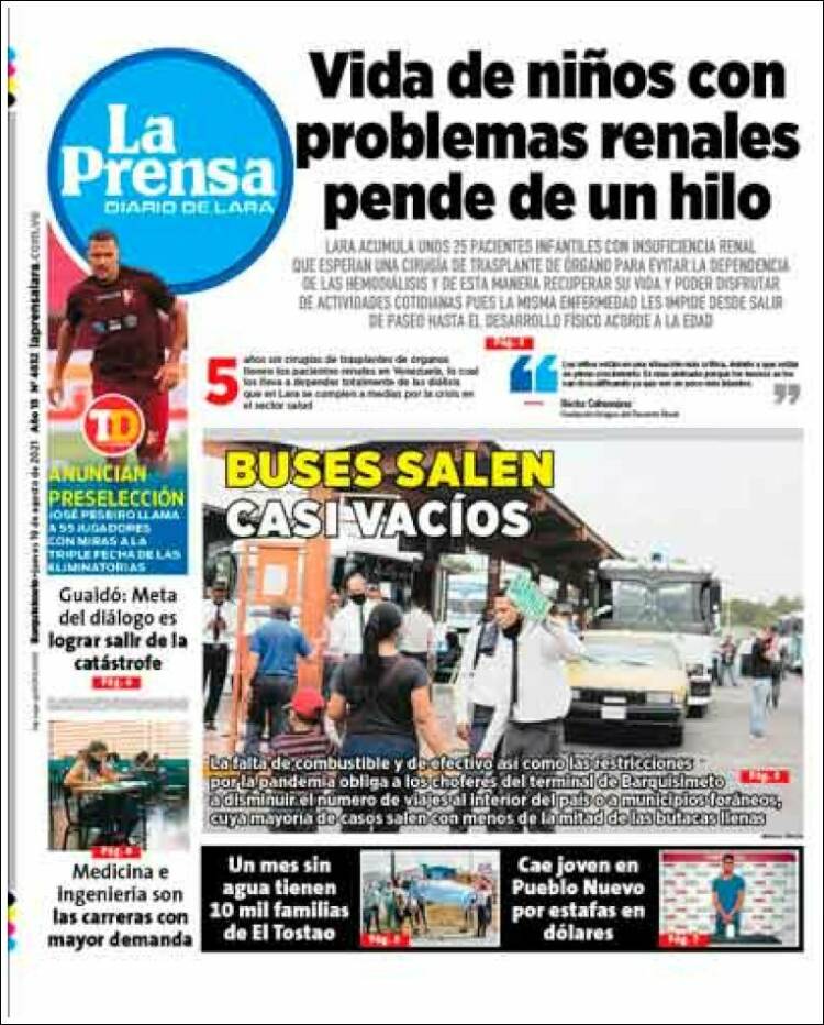 Portada de La Prensa de Lara (Venezuela)