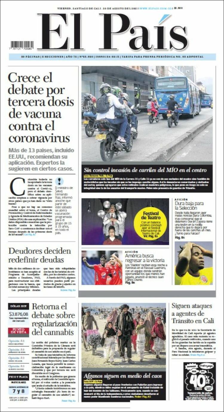 Portada de El País - Cali (Colombia)