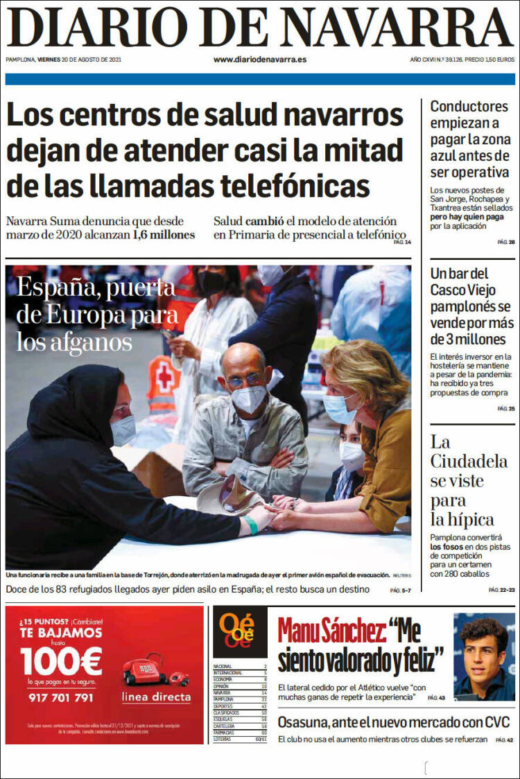 Portada de Diario de Navarra (Espa&ntilde;a)
