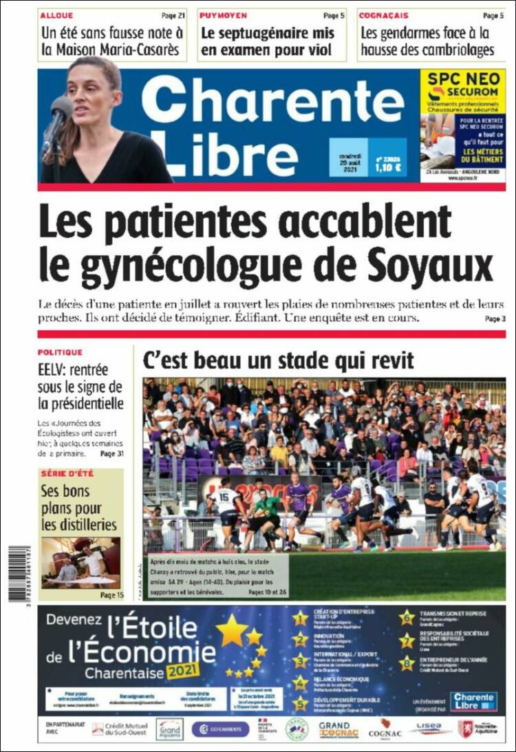 Portada de Charente Libre (Francia)