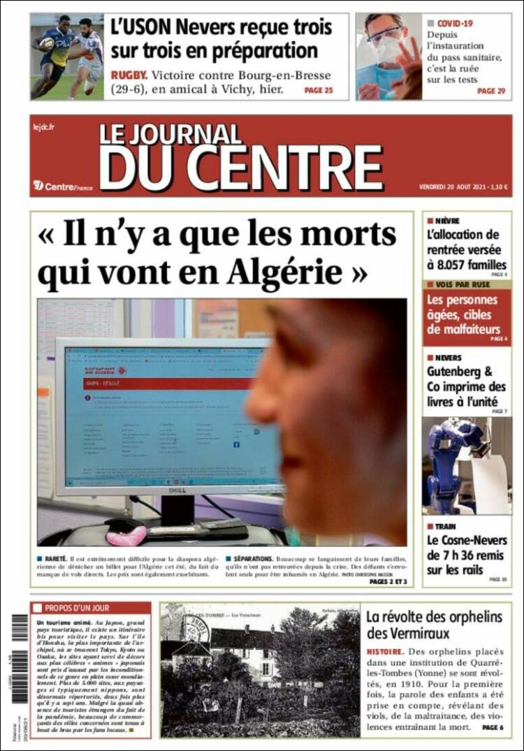 Portada de Le Journal du Centre (Francia)
