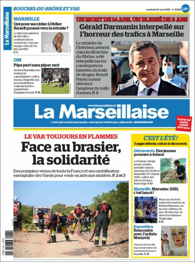 Portada de La Marseillaise (Francia)