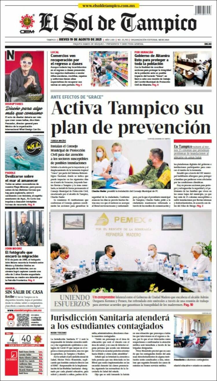 Portada de El Sol de Tampico (México)