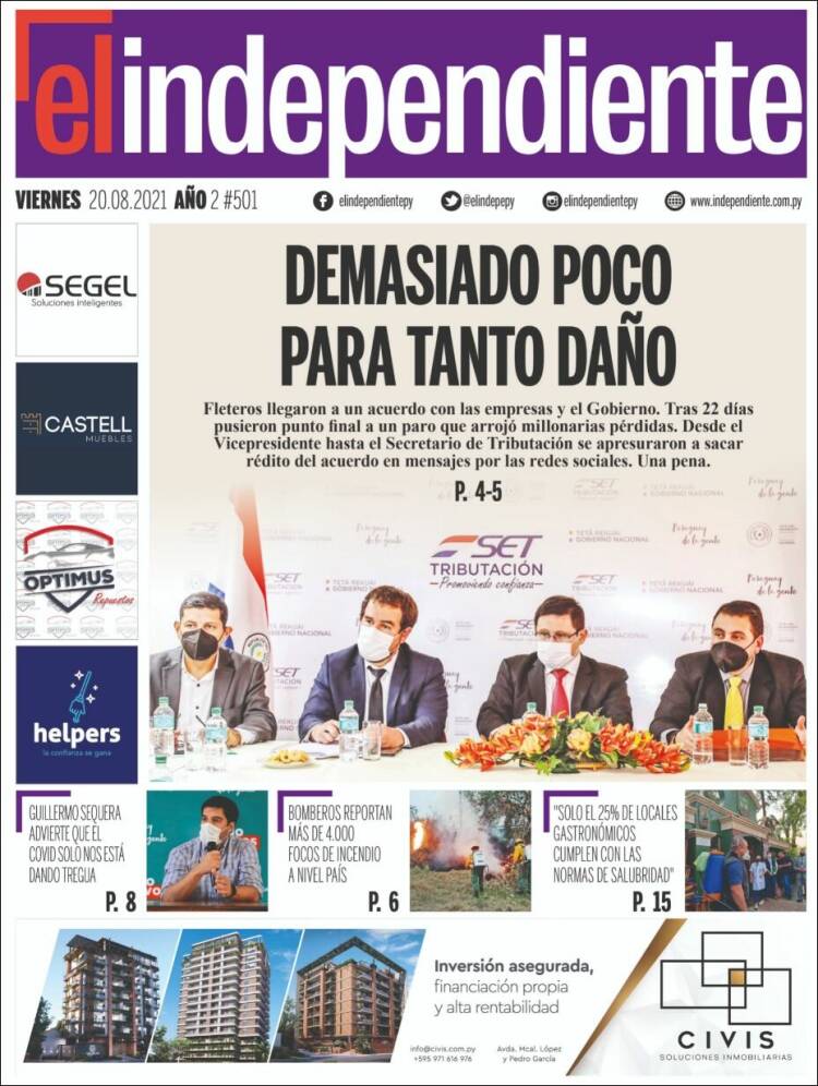 Portada de El Independiente (Paraguay)