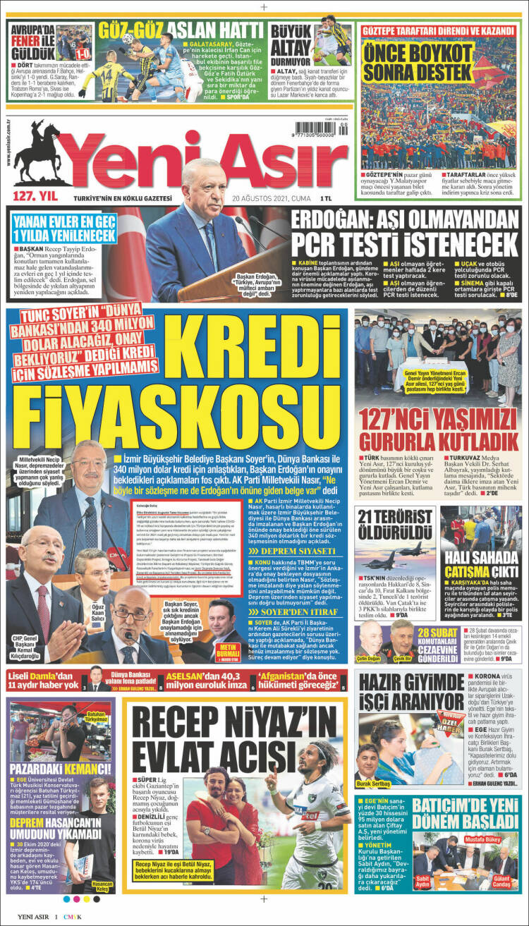 Portada de Yeni Asır (Turqu&iacute;a)