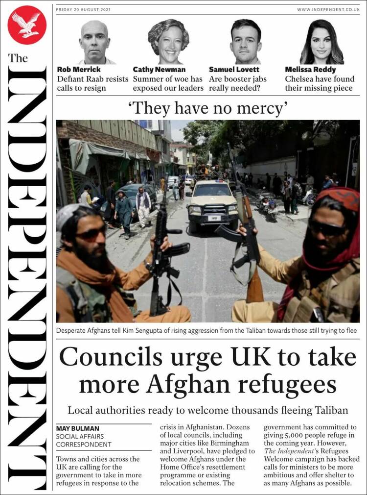 Portada de The Independent (Reino Unido)